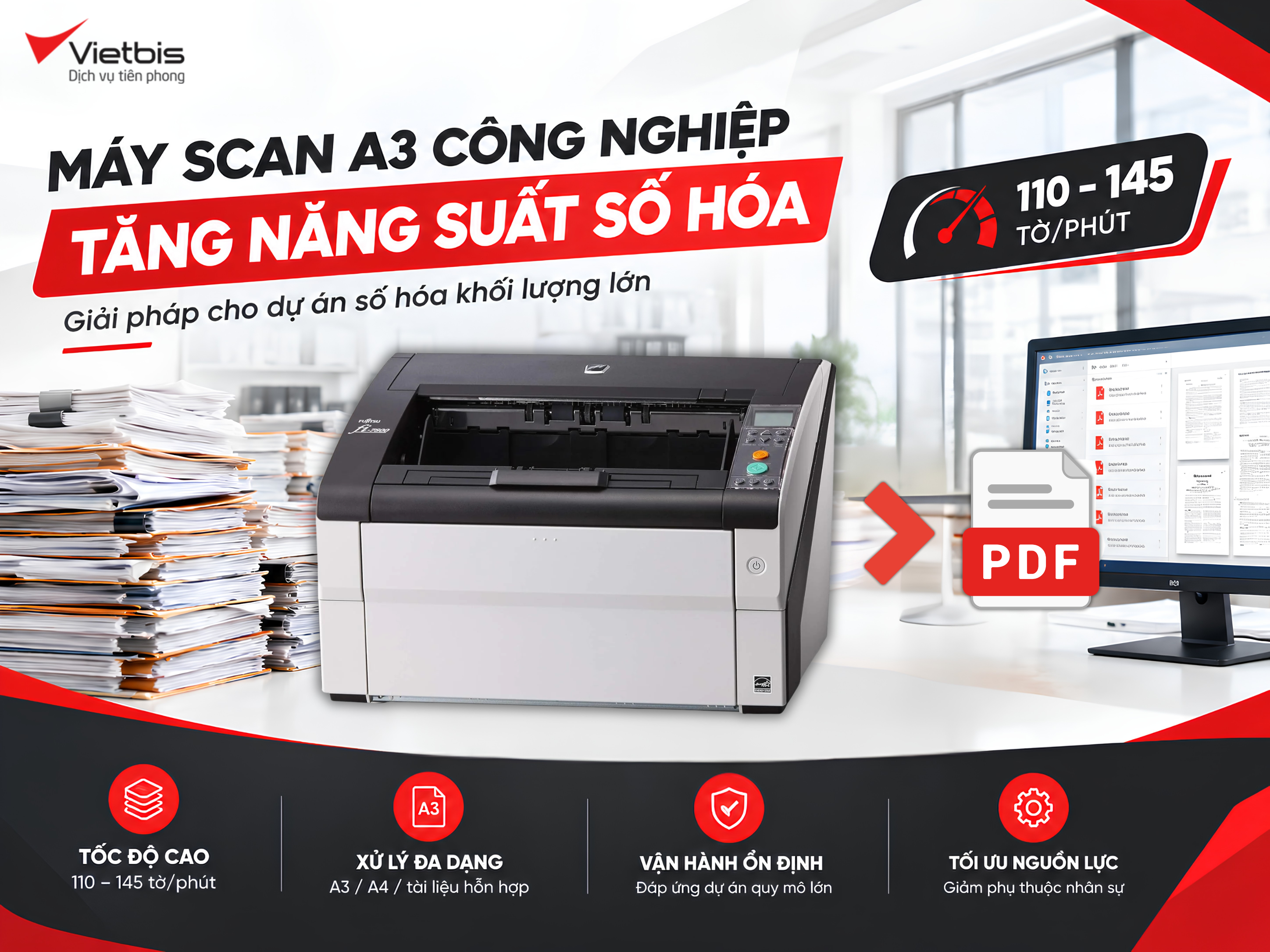 Máy scan A3 công nghiệp: Tăng năng suất cho dự án số hóa khối lượng lớn