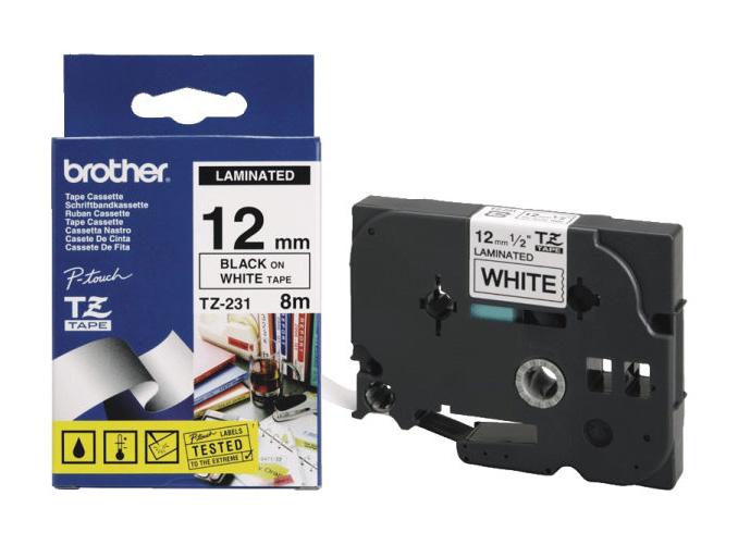 Nhãn TZe tiêu chuẩn - Chữ đen trên nền trắng 12mm