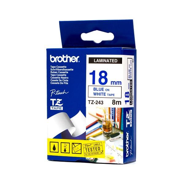 Nhãn TZe tiêu chuẩn - Chữ xanh trên nền trắng 18mm