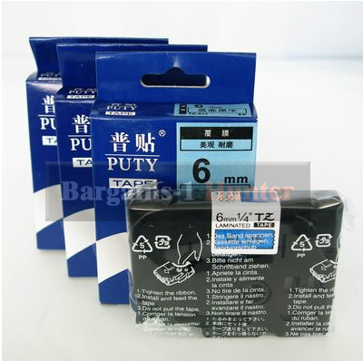 Mực in Nhãn Black on Blue ( chữ đen nền xanh da trời), rộng 6mm