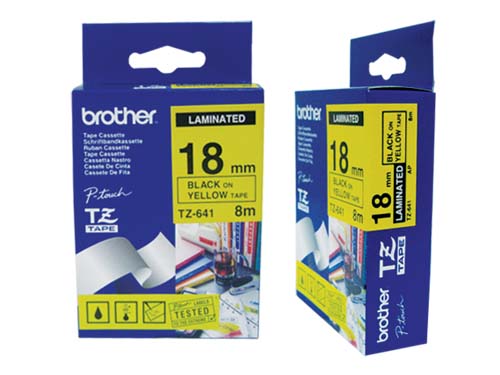 Nhãn TZe tiêu chuẩn - Chữ đen trên nền vàng 18mm