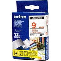 Nhãn TZe tiêu chuẩn - Chữ đỏ trên nền trắng 9mm