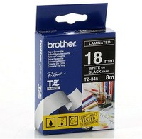 Nhãn TZe tiêu chuẩn - Chữ trắng trên nền đen 18mm