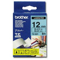 Nhãn TZe tiêu chuẩn - Chữ đen trên nền xanh dương 12mm