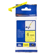 Nhãn TZe siêu dẻo - Chữ đen trên nền vàng 6mm